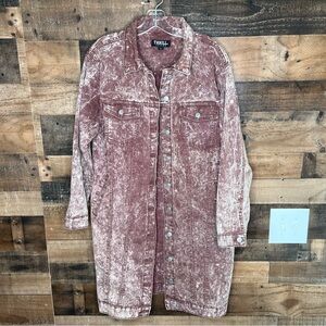 Thrill Jeans Apparel Womens Red Acid Wash Denim Jacket Full Length Large